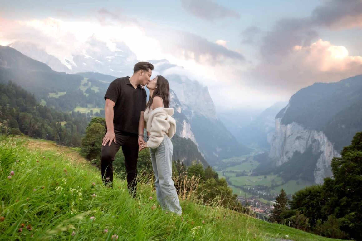 Evening Engagement in the Swiss Mountains
