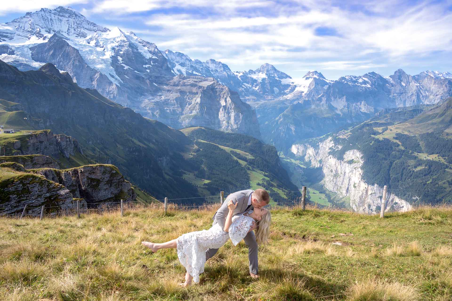 Renewing vows ceremony on Männlichen Mountain in Switzerland