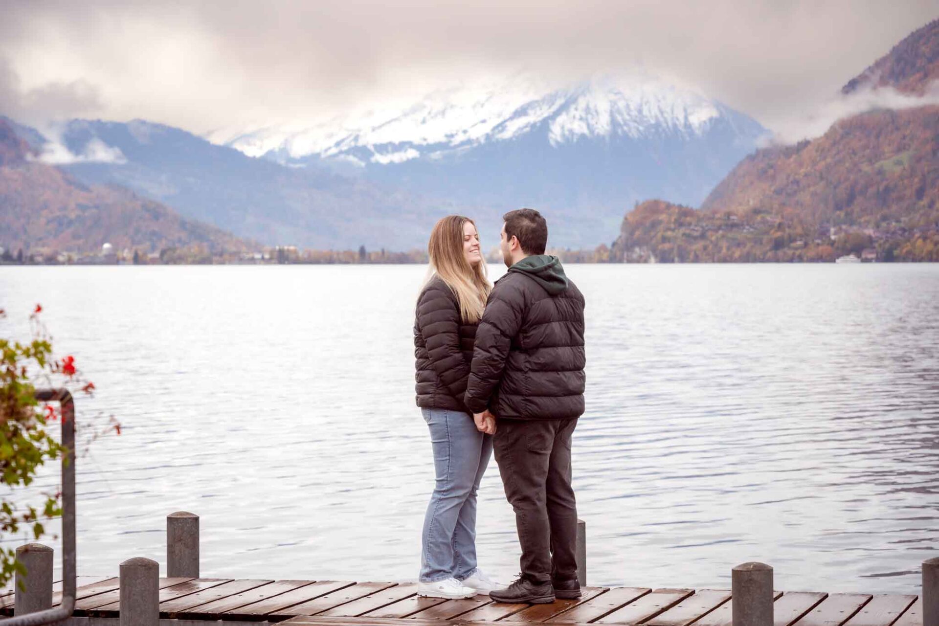 Surprise engagement on Iseltwald Pier
