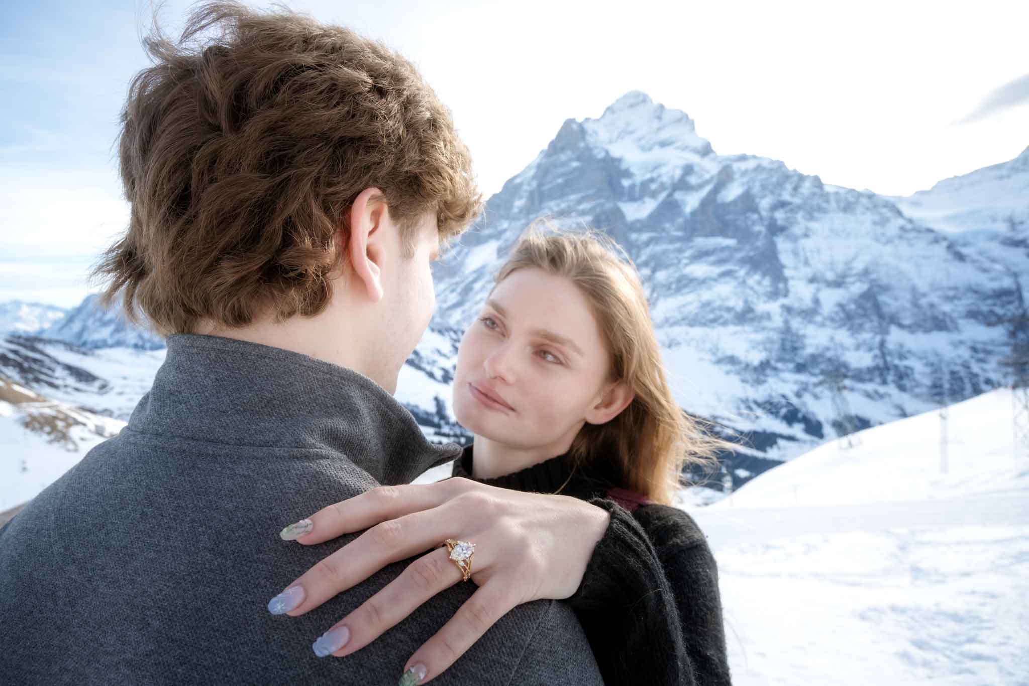 A surprise marriage proposal on Grindelwald First mountain.