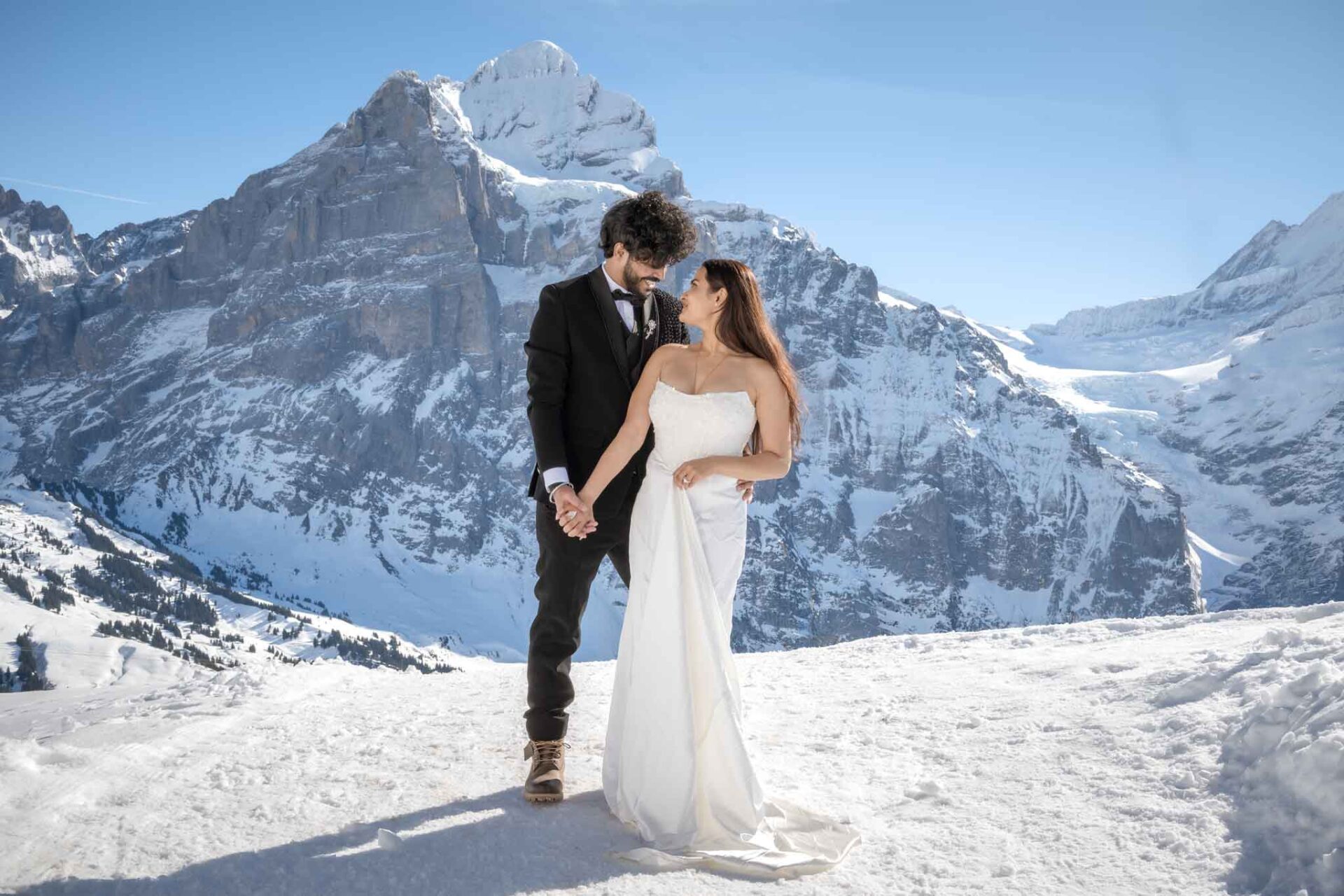 Wedding photo shoot on Grindelwald First