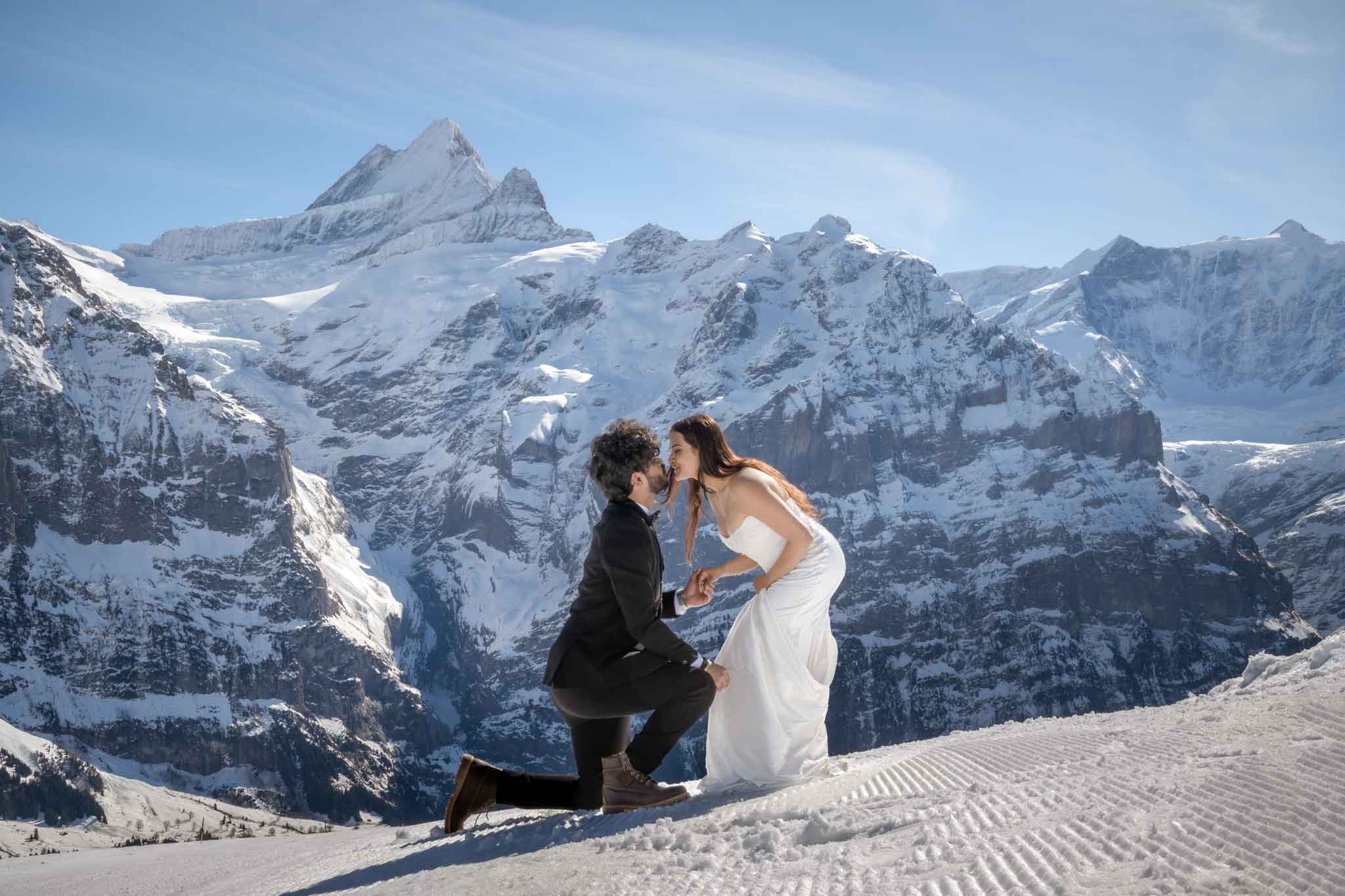 Wedding photo shoot on Grindelwald First. Interlaken photographer John Wisdom