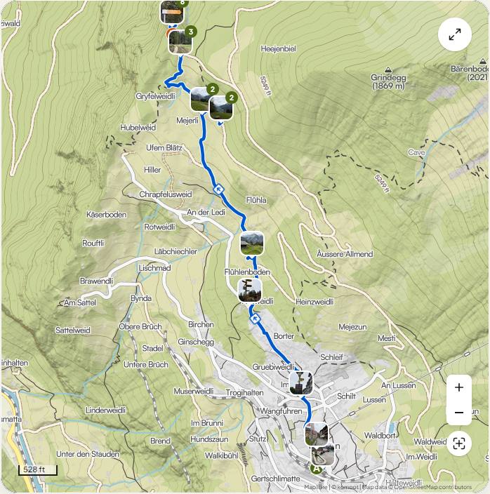 Wengen to Leiterhorn hike map