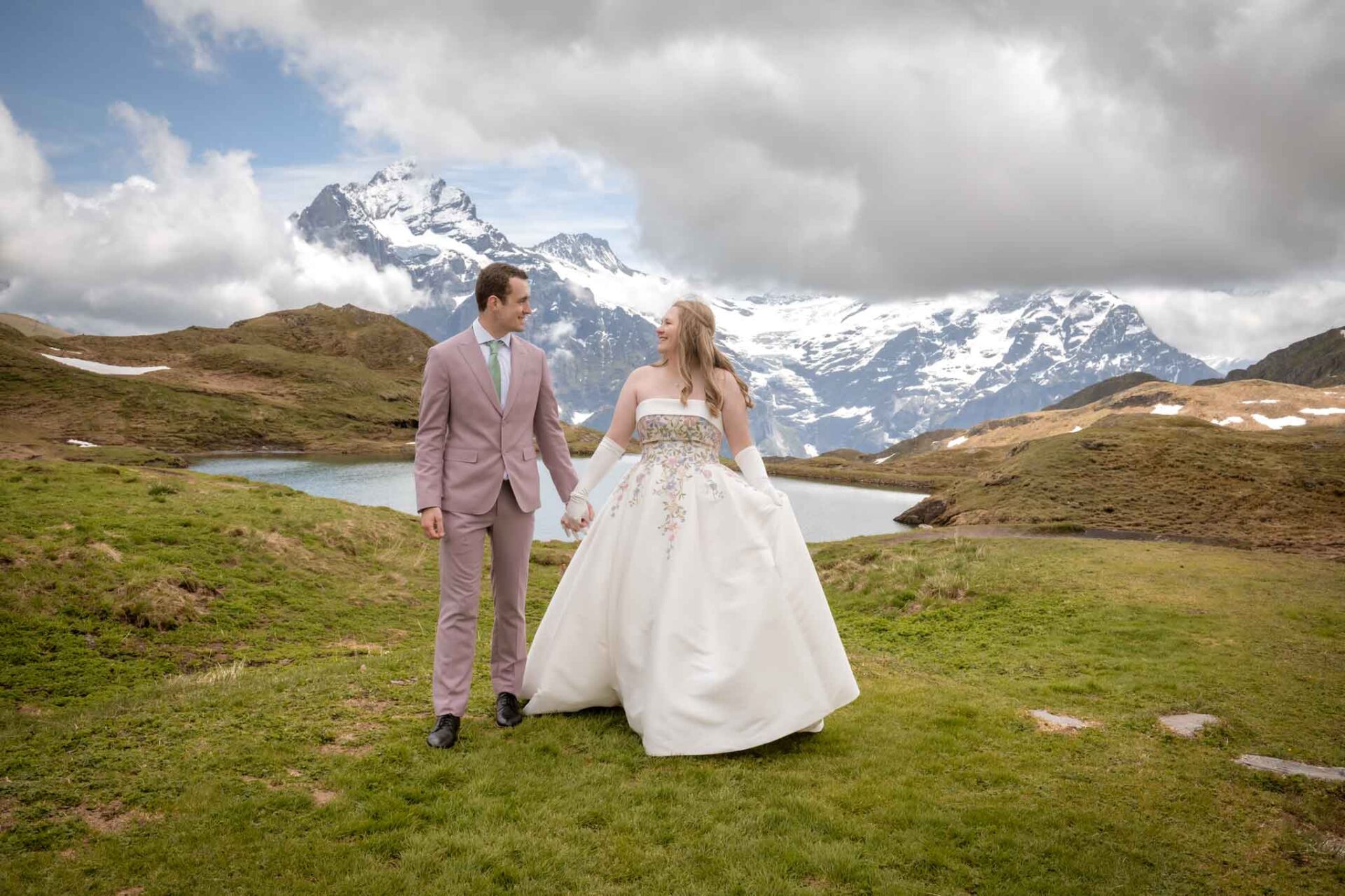 Wedding photo shoot at Bachalpsee, Grindelwald, Switzerland