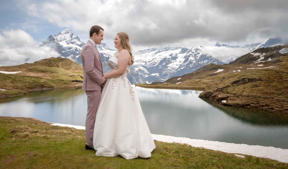 Wedding photo shoot at Bachalpsee, Grindelwald, Switzerland