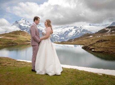 Wedding photo shoot at Bachalpsee, Grindelwald, Switzerland