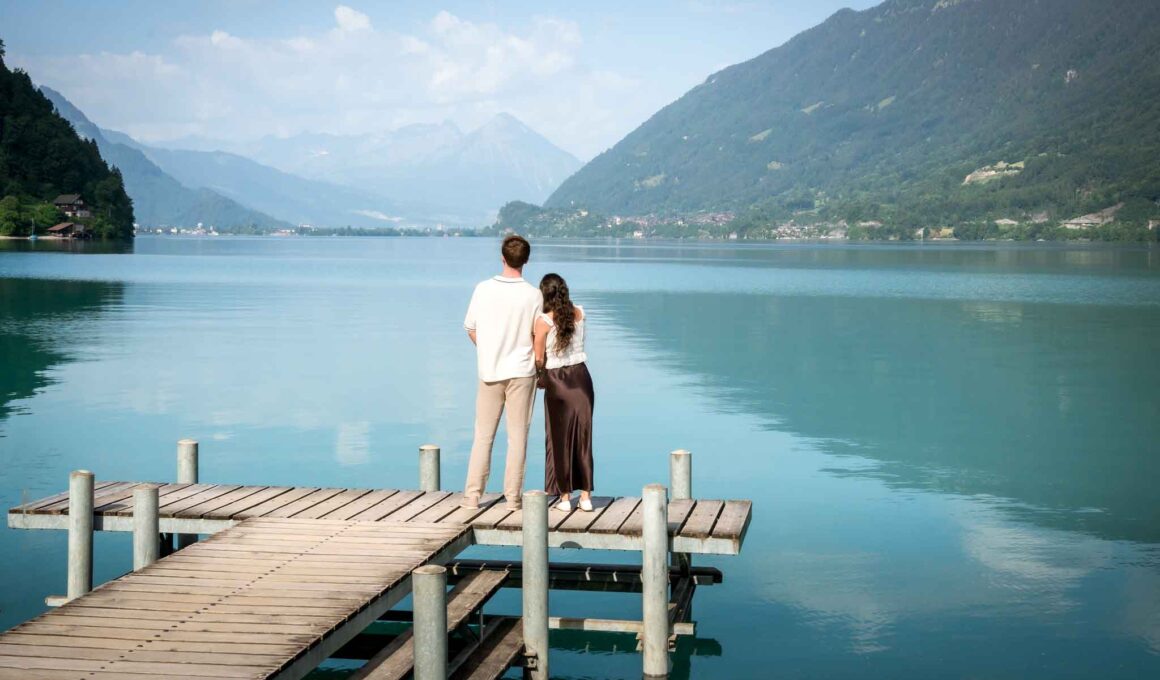 Surprise engagement on Iseltwald Pier