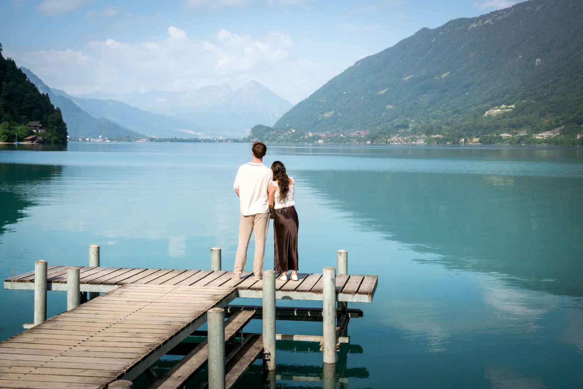 Surprise engagement on Iseltwald Pier