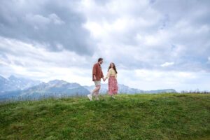 Surprise engagement on Royal Walk, Männlichen mountain, Switzerland Surprise engagement in Switzerland