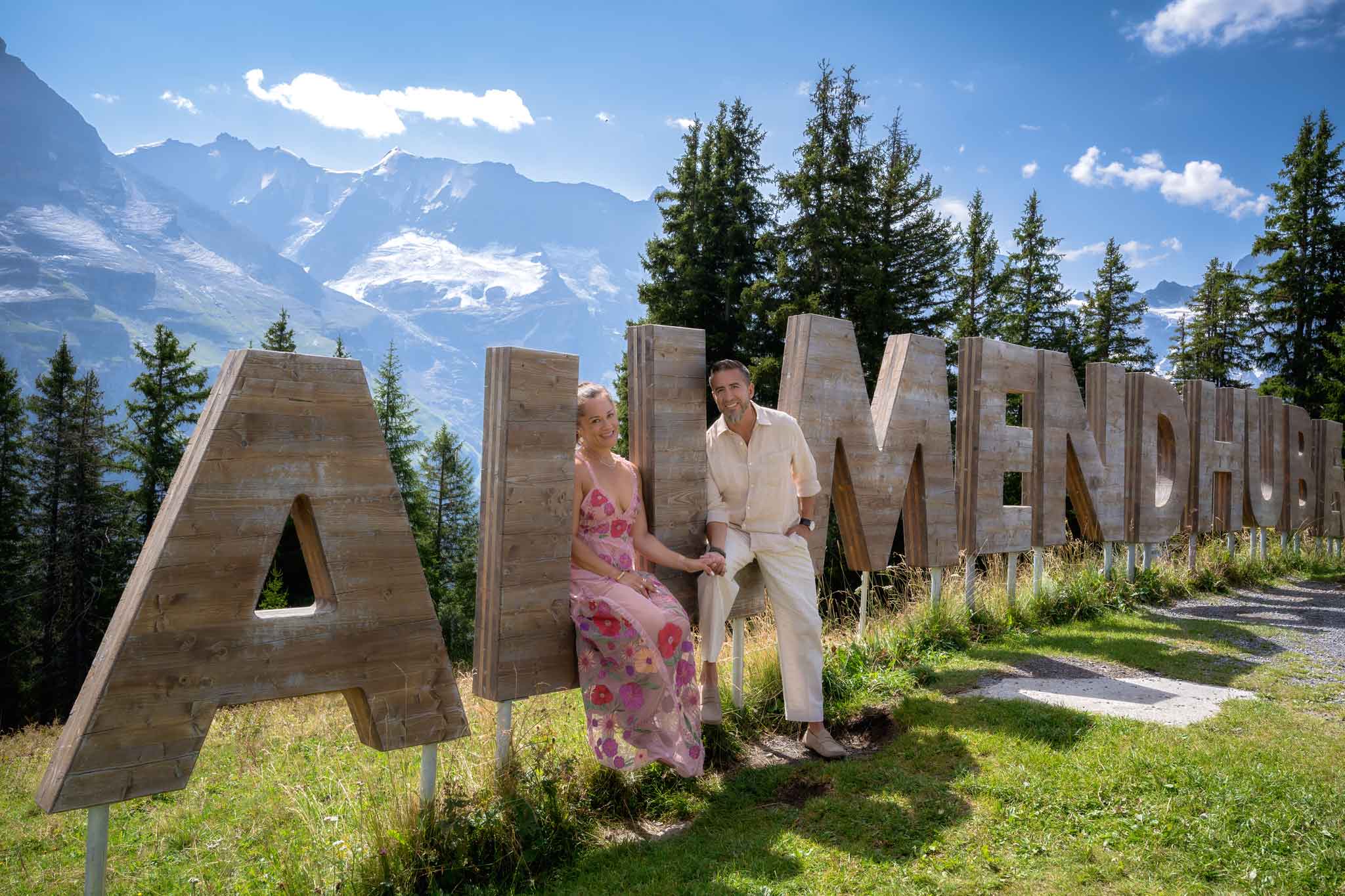 Couple photo shoot on Allmendhubel, Mürren, Switzerland