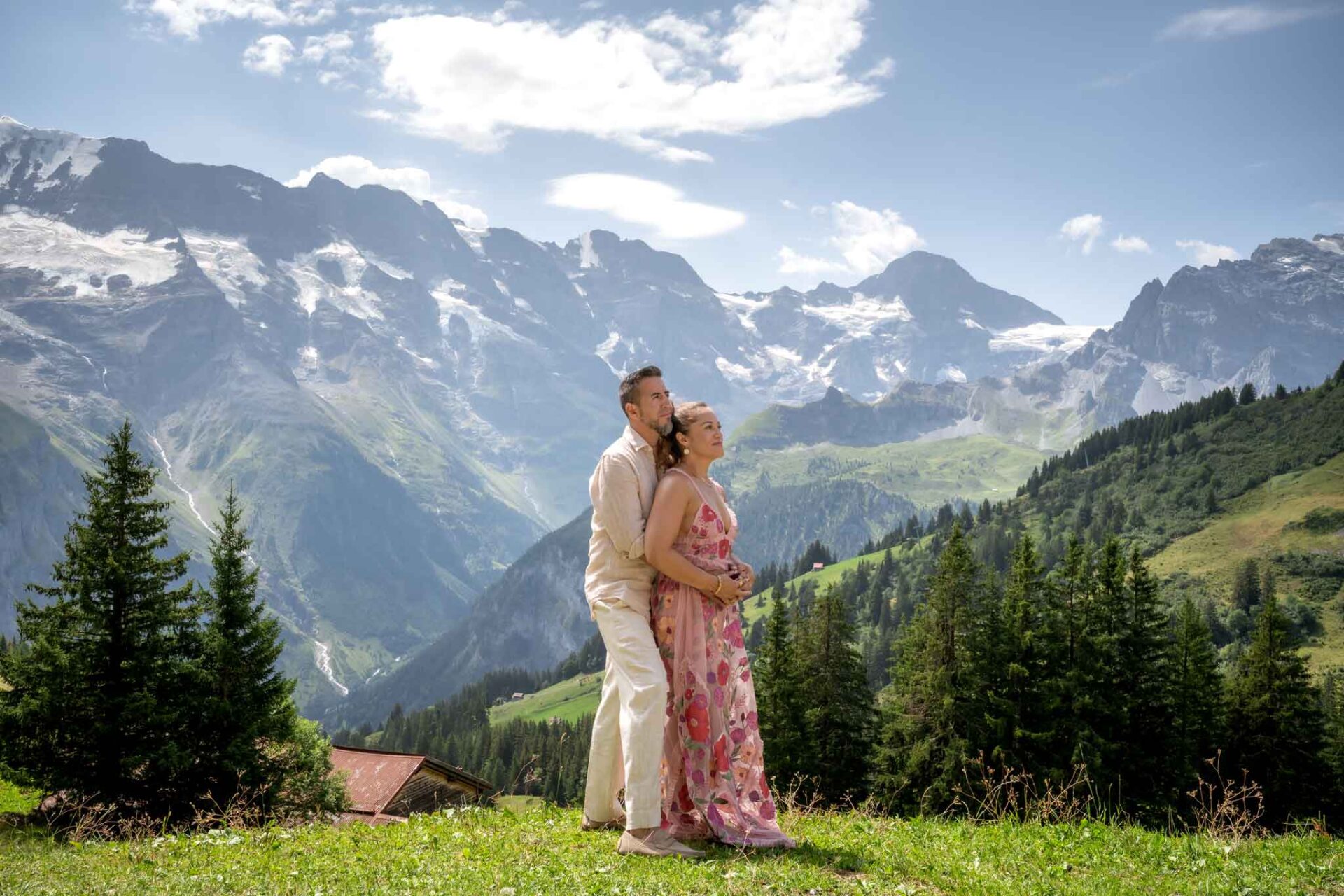 Couple photo shoot on Allmendhubel, Mürren, Switzerland