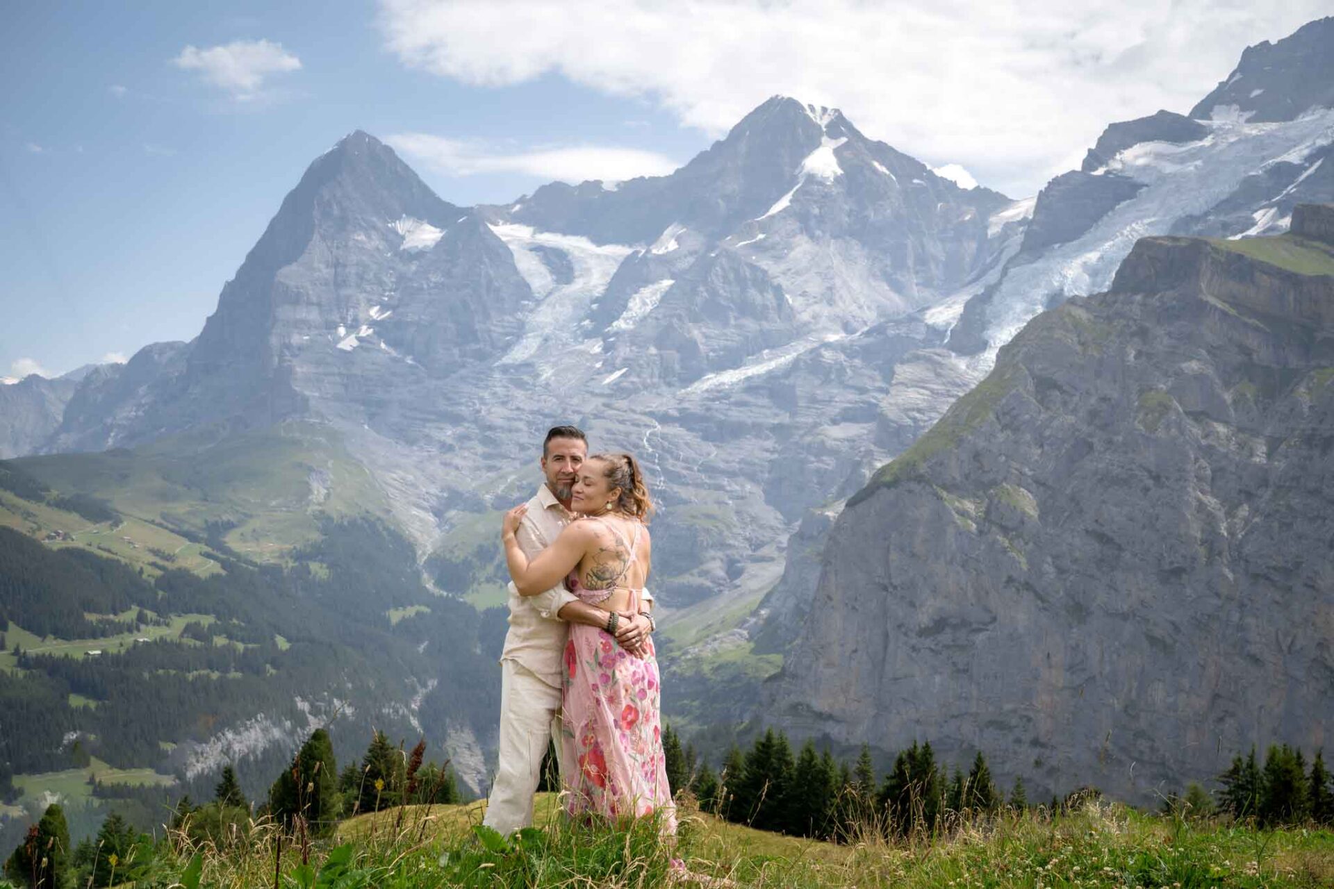 Couple photo shoot on Allmendhubel, Mürren, Switzerland