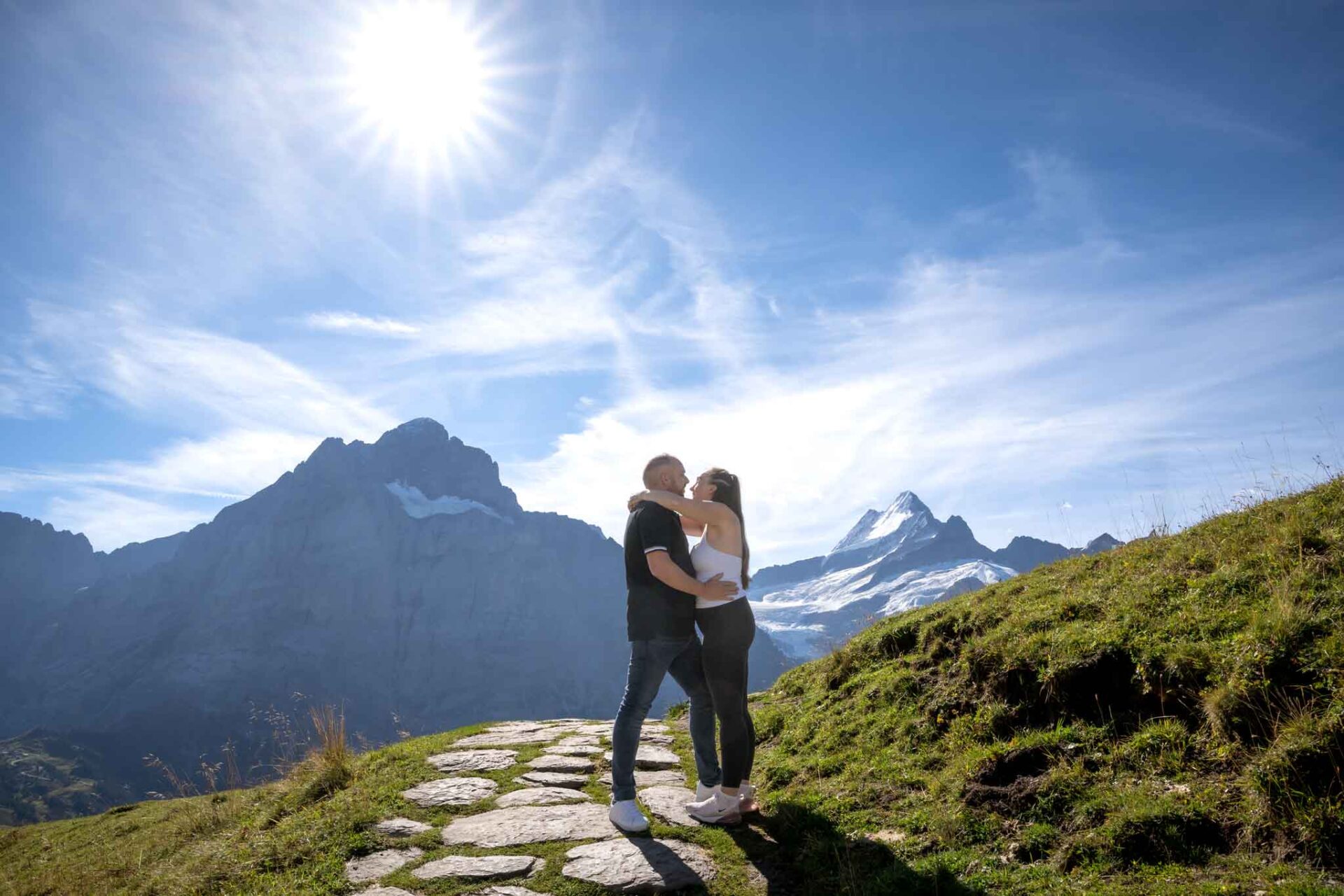 engagement photo shoot on Grindelwald First
