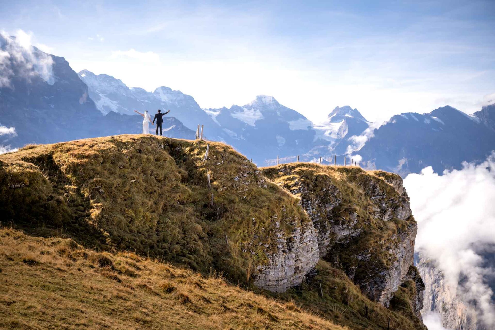 Wedding photo shoot on Männlichen, Switzerland