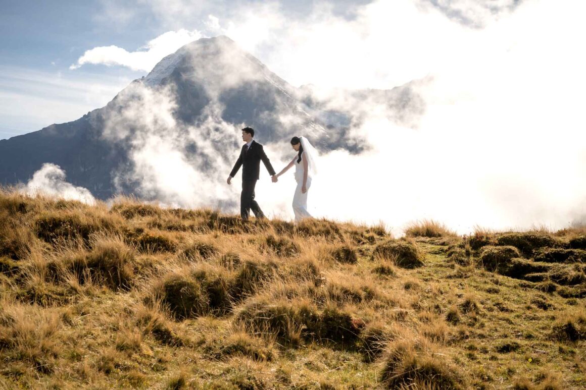 Wedding photo shoot on Männlichen, Switzerland