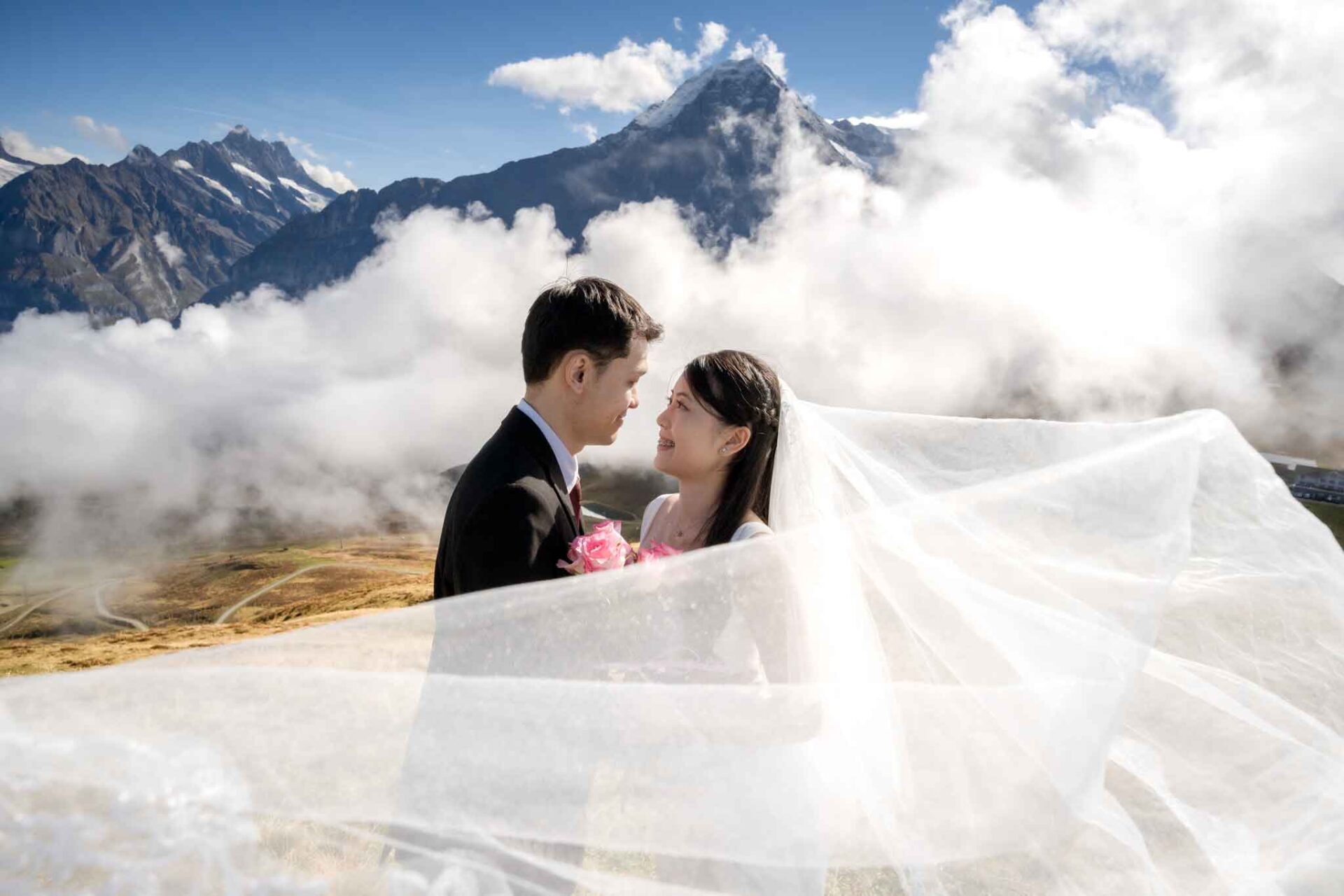 Wedding photo shoot on Männlichen, Switzerland